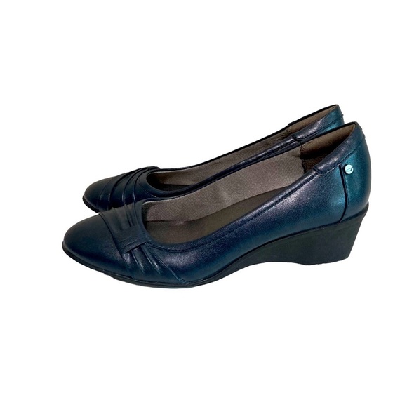Life Stride Velocity Flex Memory Foam Women’s Size 10 M Navy Blue 2” Wedge - Picture 2 of 9